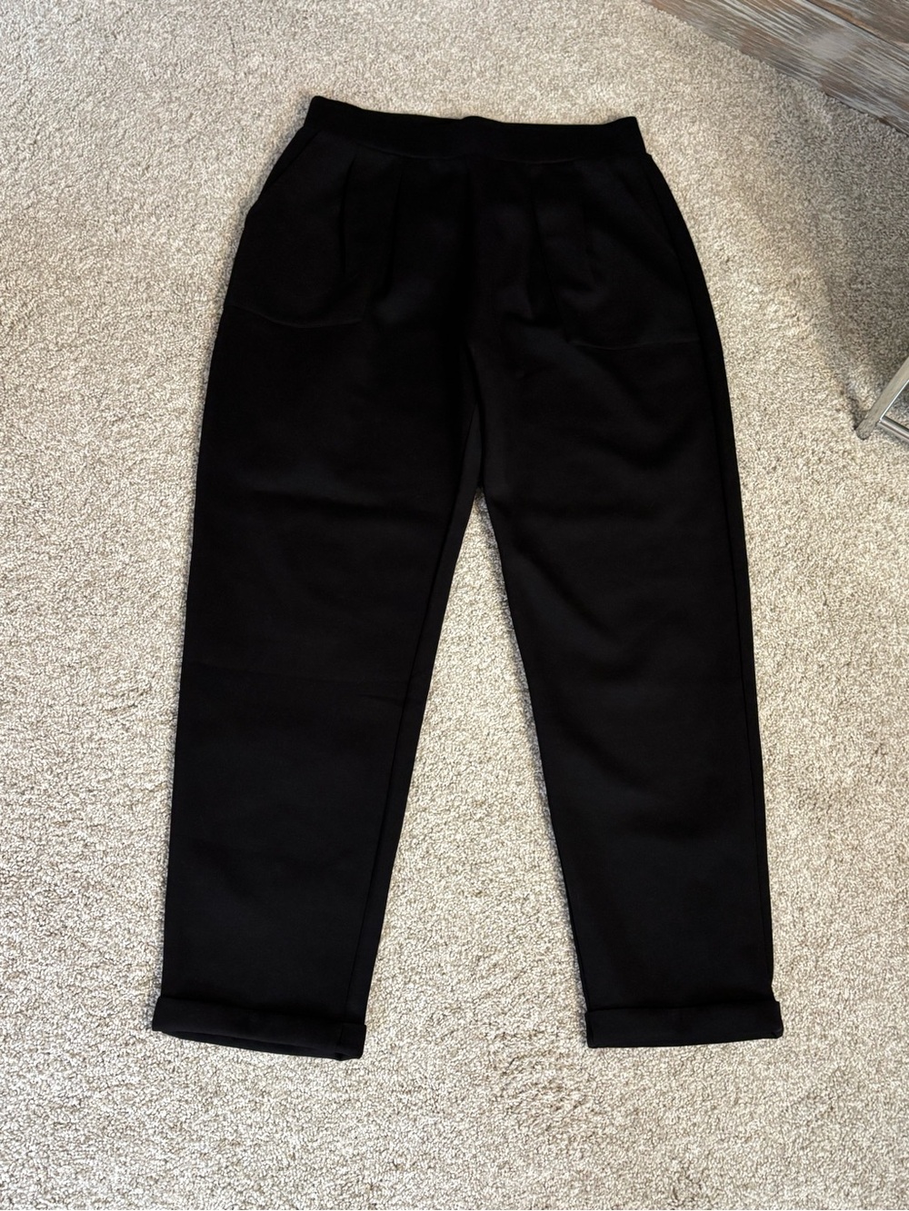 Bucket List relaxed fit pull on pants Rolled Cuffs Business Casual NWOT L Black